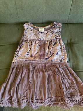 Purple Lace-Trim Tank Top